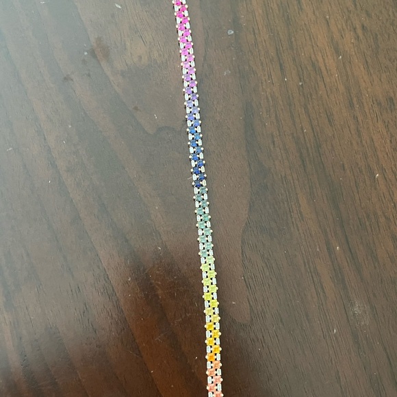 Brand new multi color natural stones with 18k rose gold setting, 18cm - Picture 4 of 6